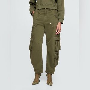 Cult Gaia Gap Olive Green Cargo Barrel Pants